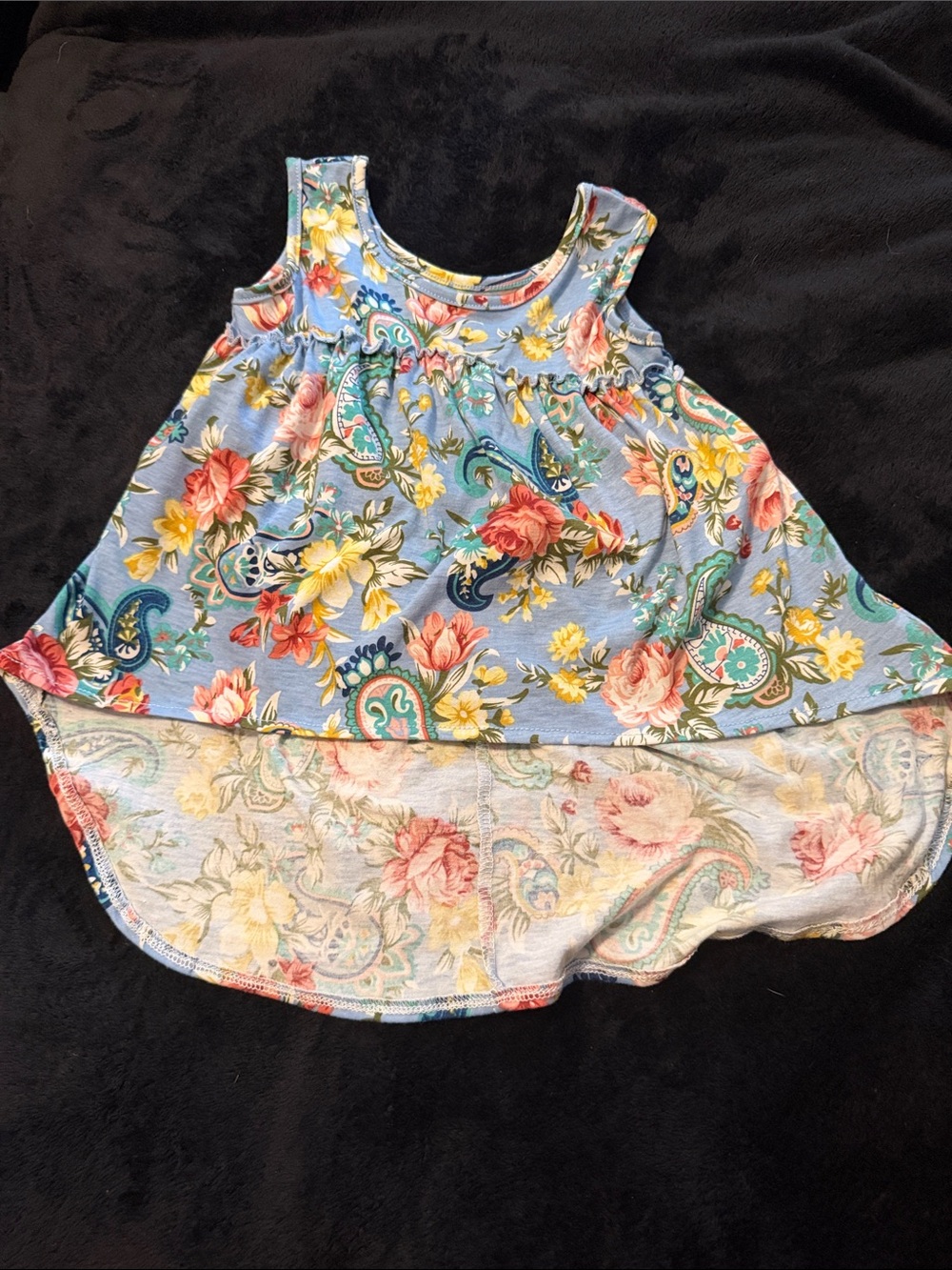 Girls Floral Paisley Blue Swing Tank Top